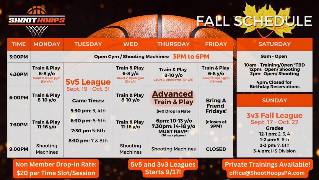 Schedules Shoot Hoops PA